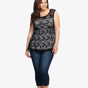 Torrid Lace/Spandex Black & Nude Tank